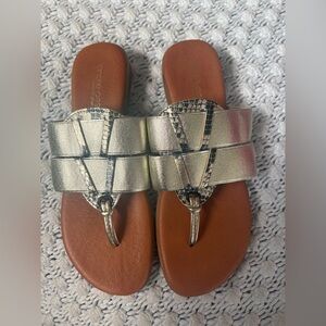 Andre Assous Metallic Slide Sandals size 7